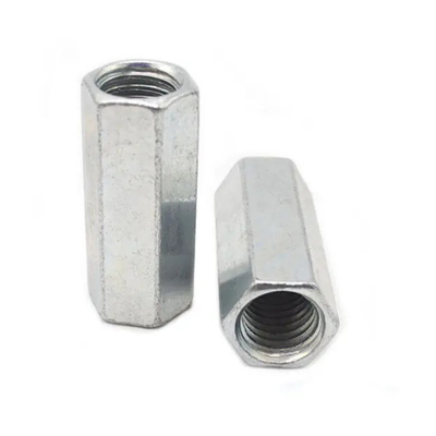 SS201 น็อตตายาว Hex Long Forged DIN6334 น็อตข้อต่อชุบซิงค์สีขาว