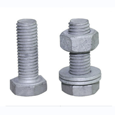 อุปกรณ์สายไฟเหล็กกล้าคาร์บอน HDG Hex Bolt และ Nut ที่ผ่านการหลอมร้อนเกรด 6.8