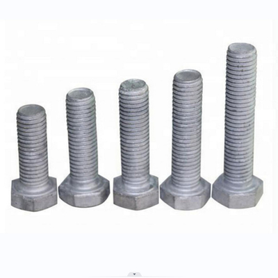 อุปกรณ์สายไฟเหล็กกล้าคาร์บอน HDG Hex Bolt และ Nut ที่ผ่านการหลอมร้อนเกรด 6.8