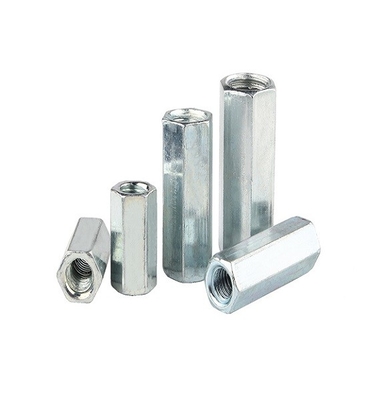 SS201 น็อตตายาว Hex Long Forged DIN6334 น็อตข้อต่อชุบซิงค์สีขาว