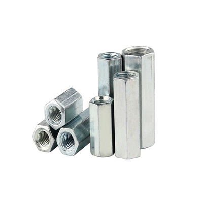 SS201 น็อตตายาว Hex Long Forged DIN6334 น็อตข้อต่อชุบซิงค์สีขาว