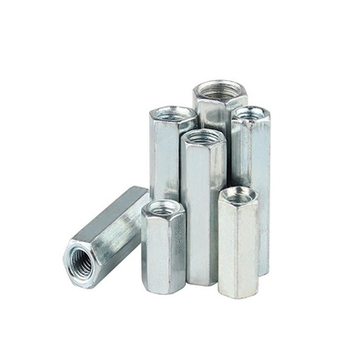 SS201 น็อตตายาว Hex Long Forged DIN6334 น็อตข้อต่อชุบซิงค์สีขาว